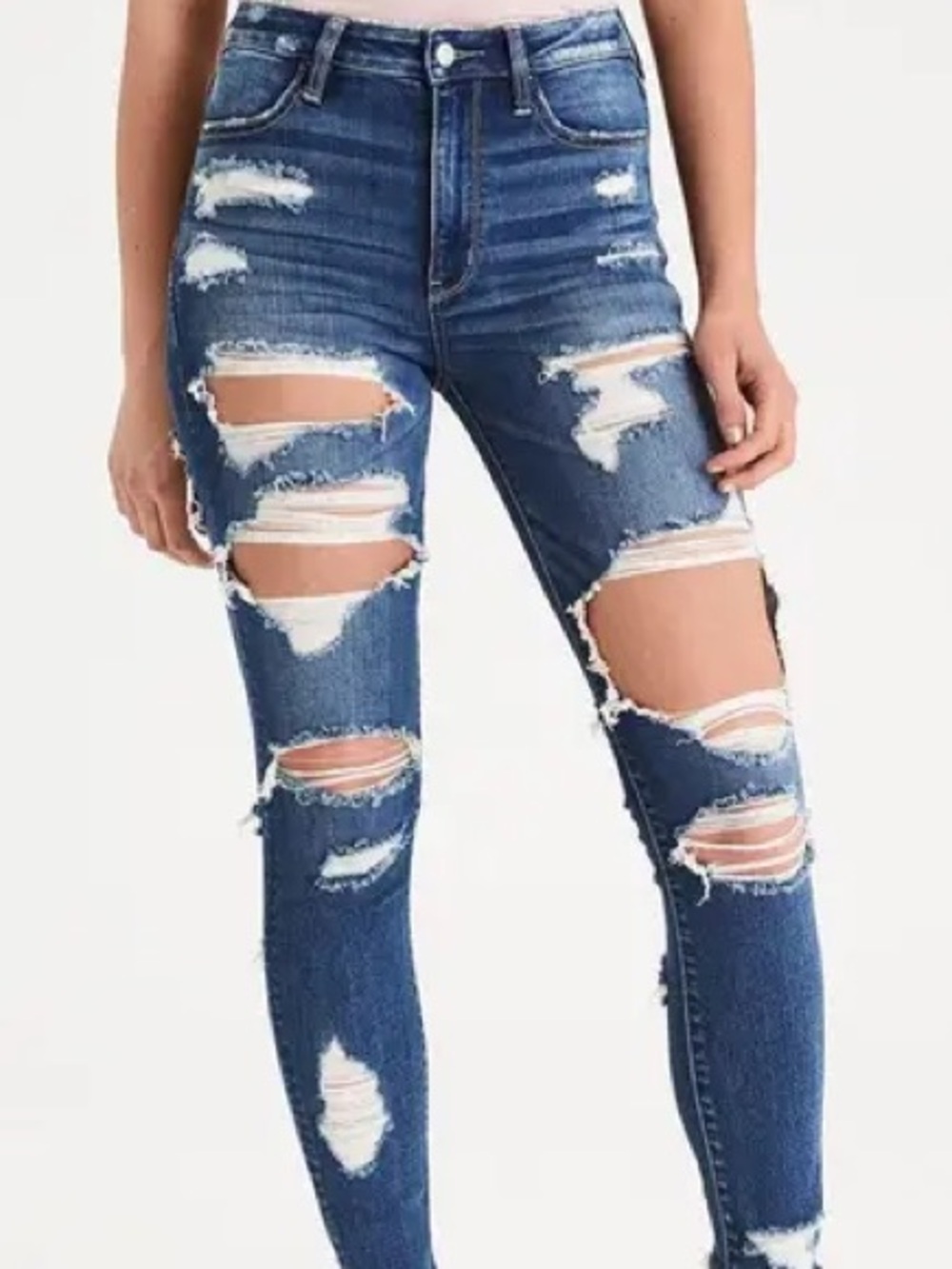 American Eagle Outfitters Ripped Dark Blue Skinny Jeans